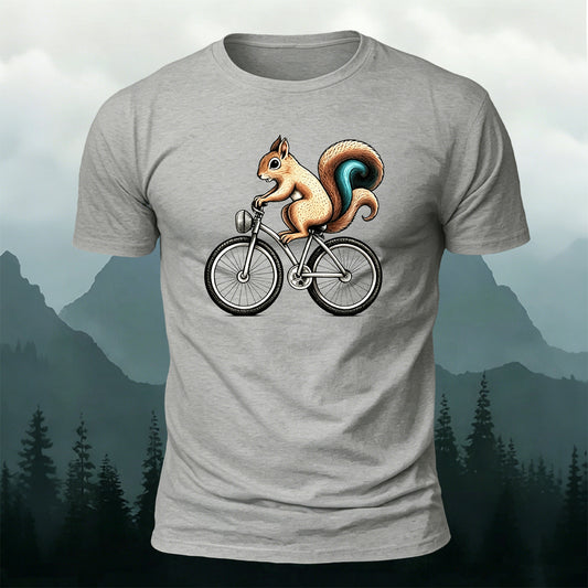 Cute Squirrel Cyclist Casual Premium Cotton T-Shirt