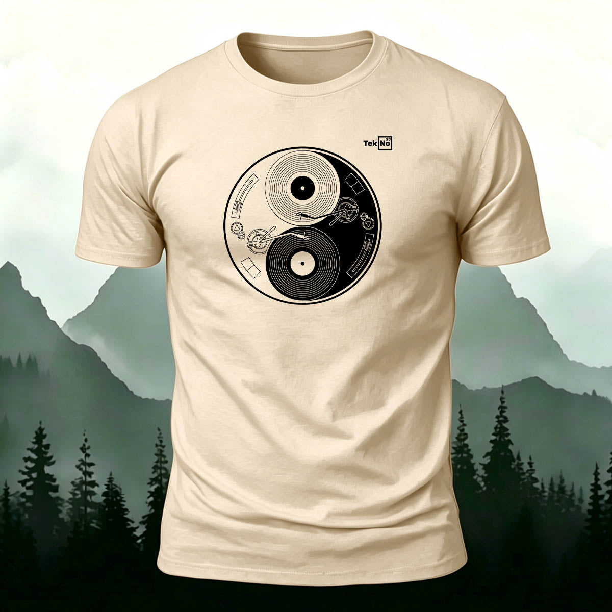 Retro Vinyl Yin Yang Graphic Premium Cotton Tee