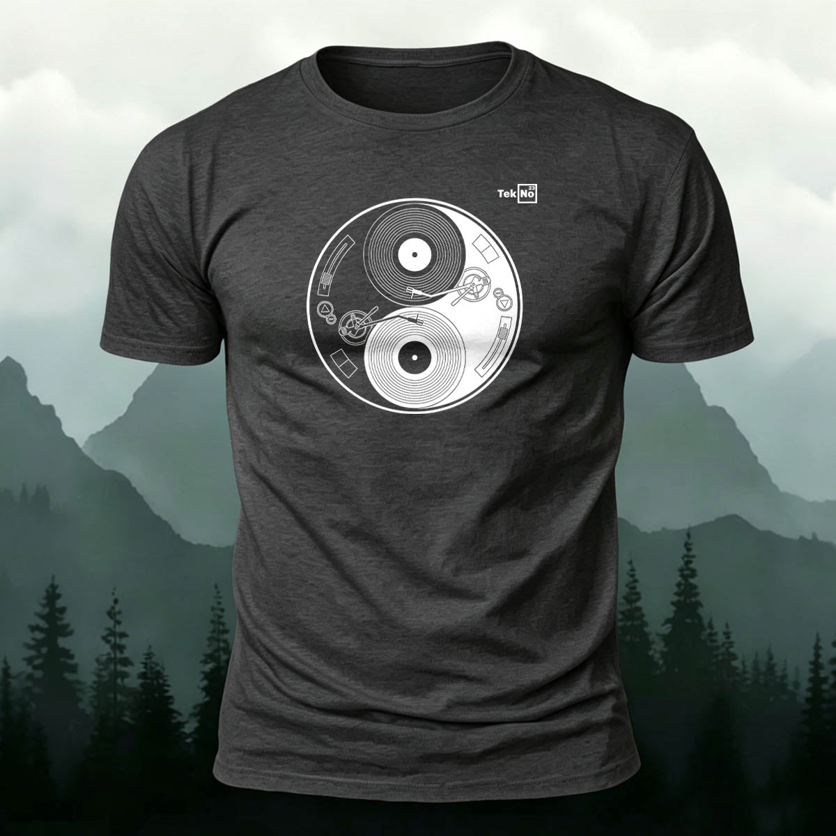 Retro Vinyl Yin Yang Graphic Premium Cotton Tee