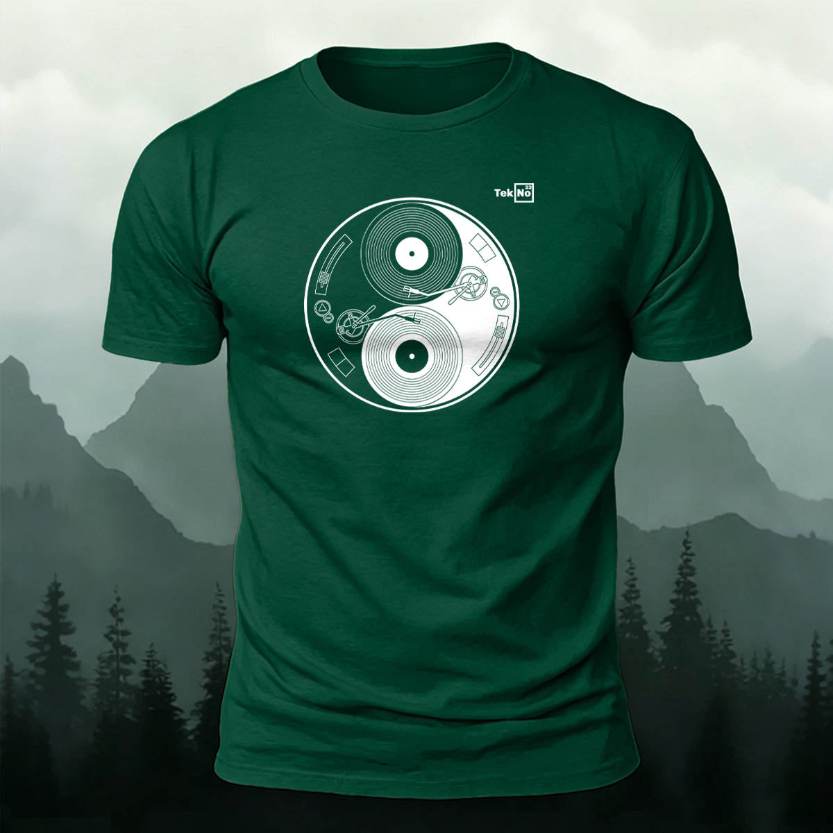 Retro Vinyl Yin Yang Graphic Premium Cotton Tee