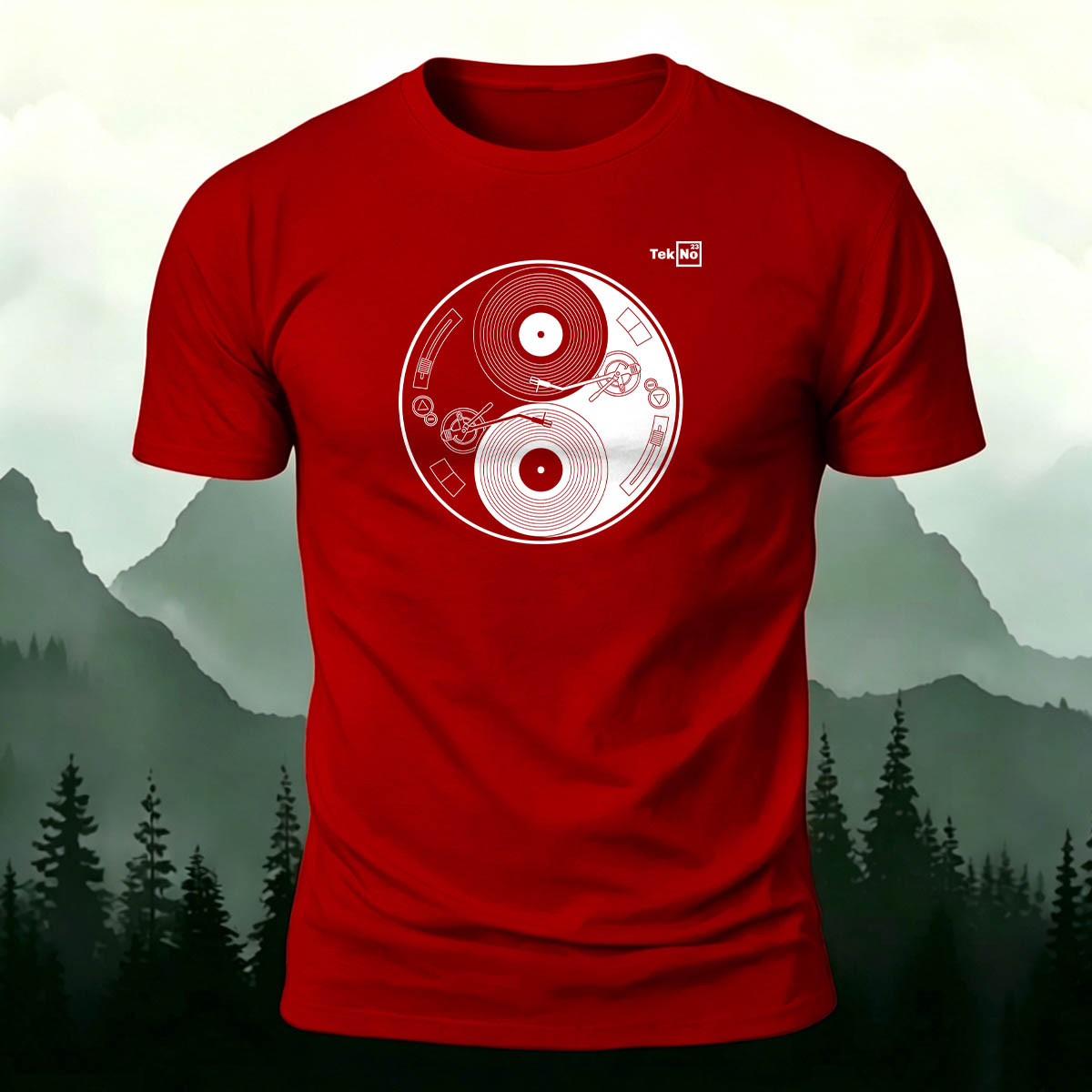 Retro Vinyl Yin Yang Graphic Premium Cotton Tee