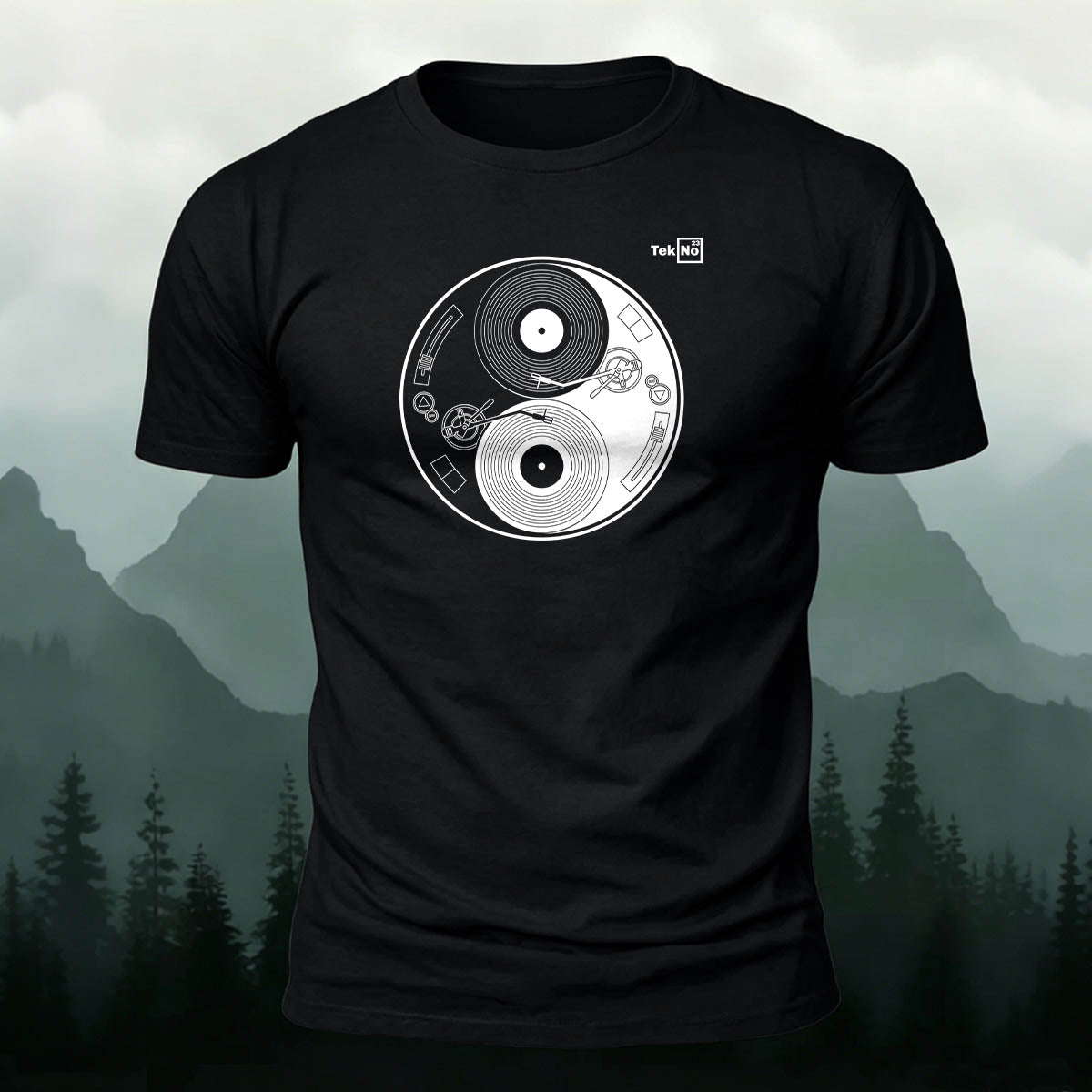 Retro Vinyl Yin Yang Graphic Premium Cotton Tee