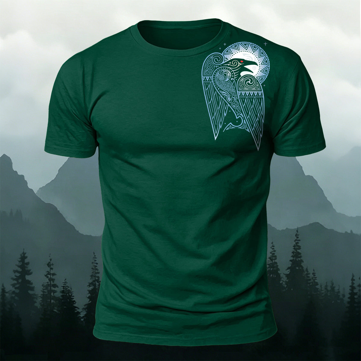 Viking Shoulder Raven Moon Premium Cotton Tee