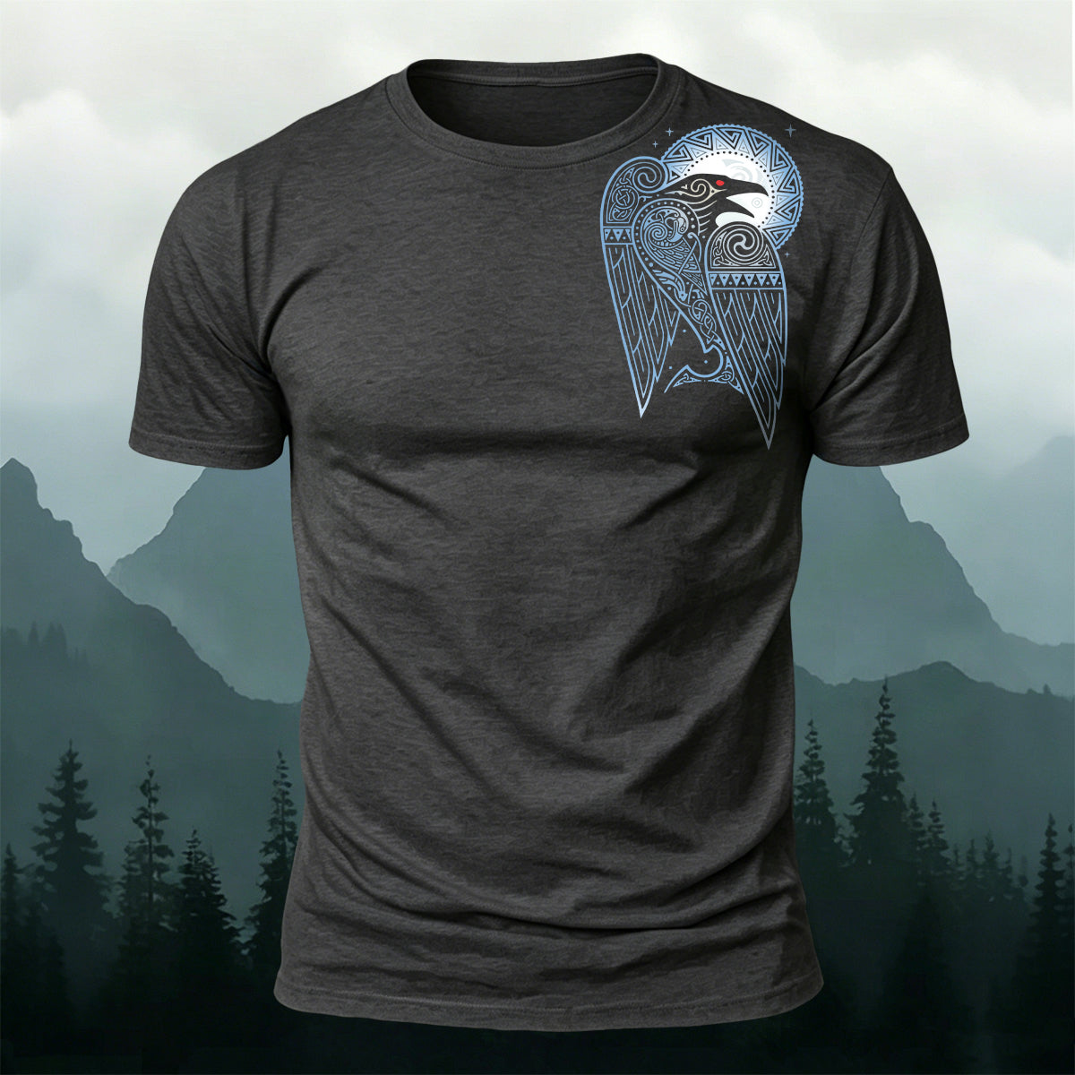 Viking Shoulder Raven Moon Premium Cotton Tee
