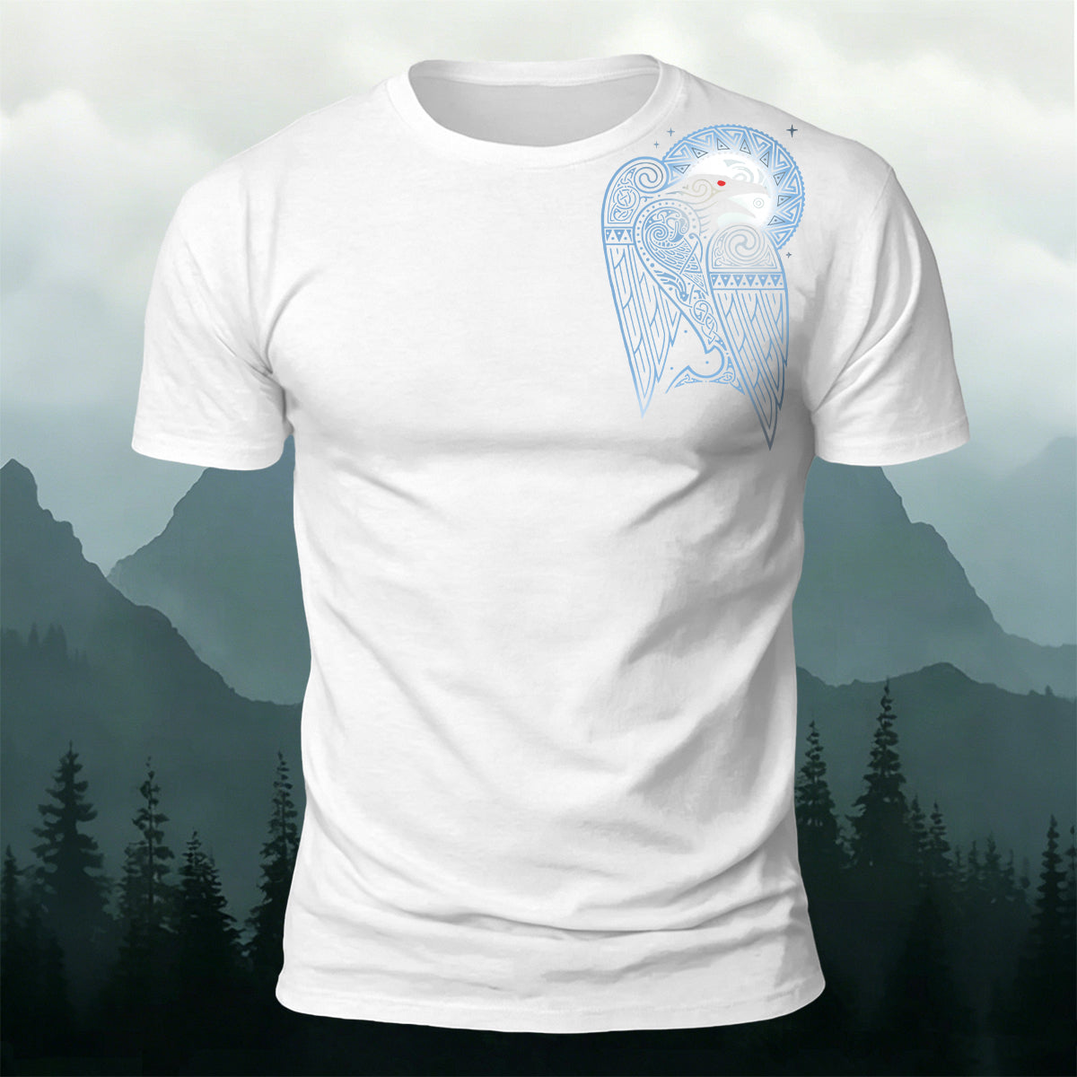 Viking Shoulder Raven Moon Premium Cotton Tee