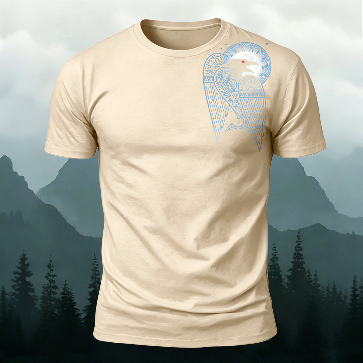 Viking Shoulder Raven Moon Premium Cotton Tee