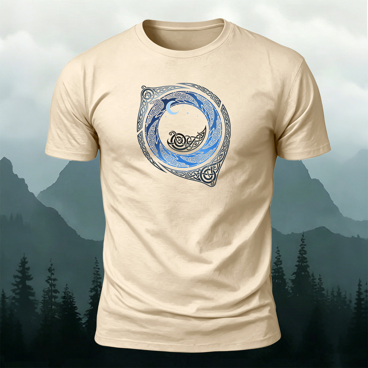 Celtic Moon Circle Totem Mystical Casual Cotton Tee