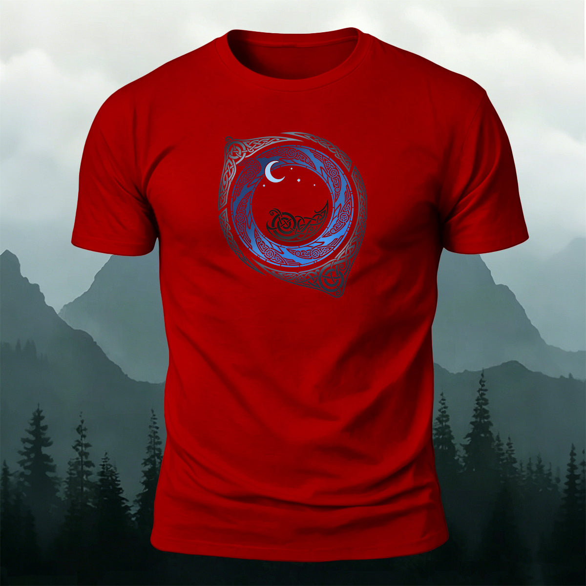 Celtic Moon Circle Totem Mystical Casual Cotton Tee