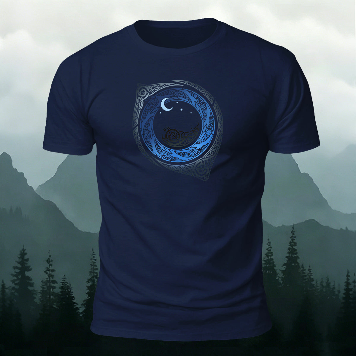 Celtic Moon Circle Totem Mystical Casual Cotton Tee