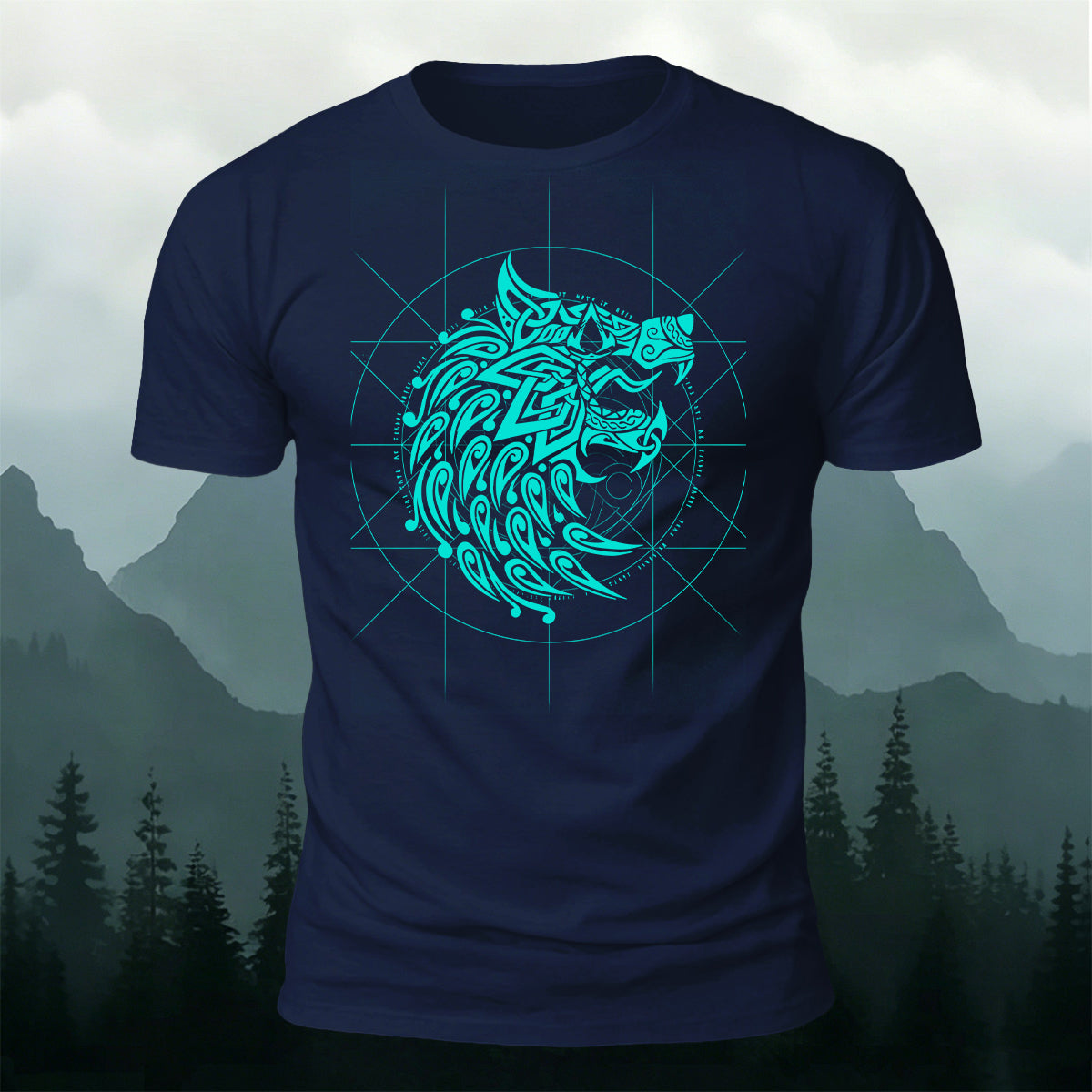 Nordic Wolf Compass Graphic Premium Cotton T-Shirt