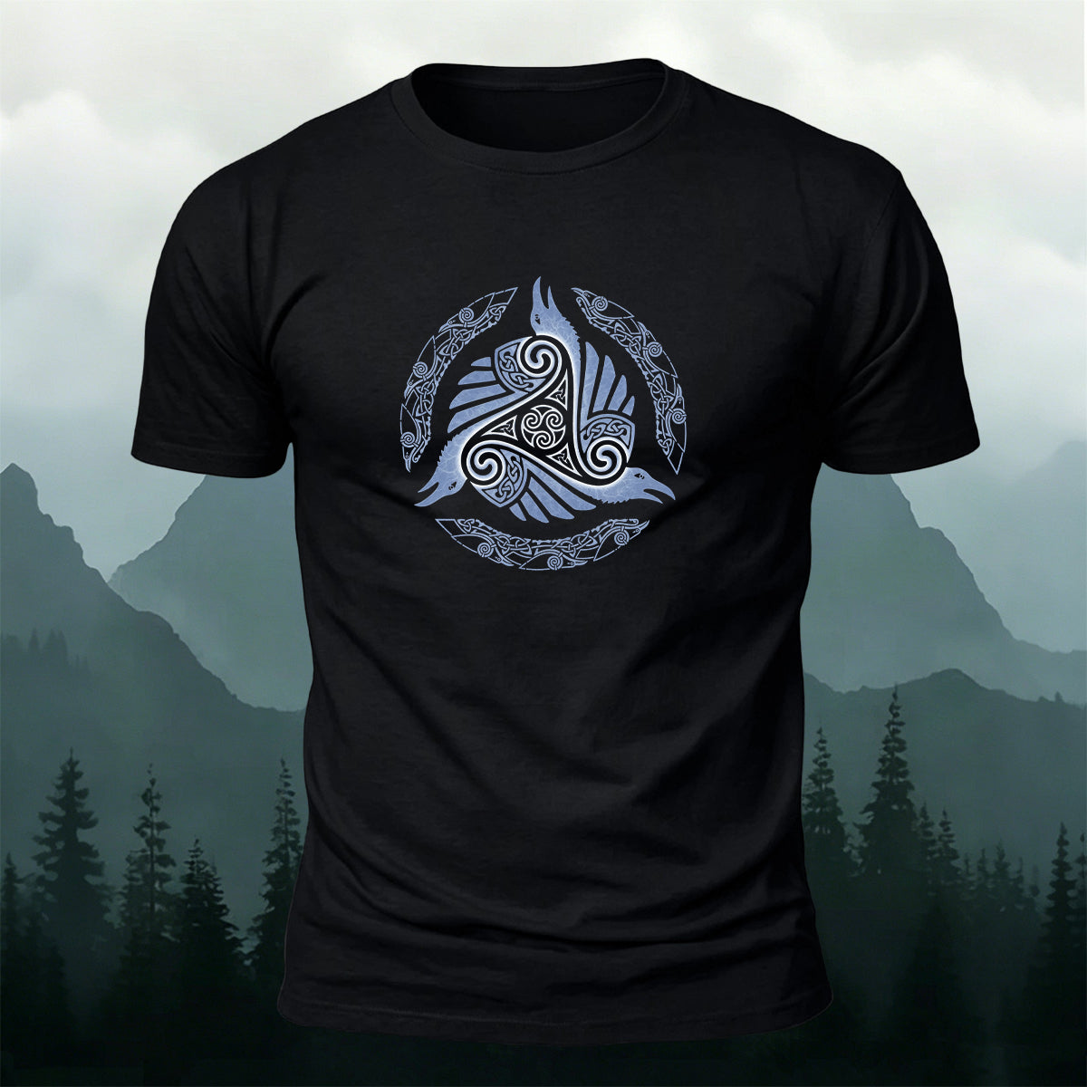 Celtic Triple Raven Totem Casual Skin-Friendly T-Shirt