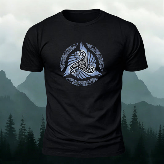 Celtic Triple Raven Totem Casual Skin-Friendly T-Shirt