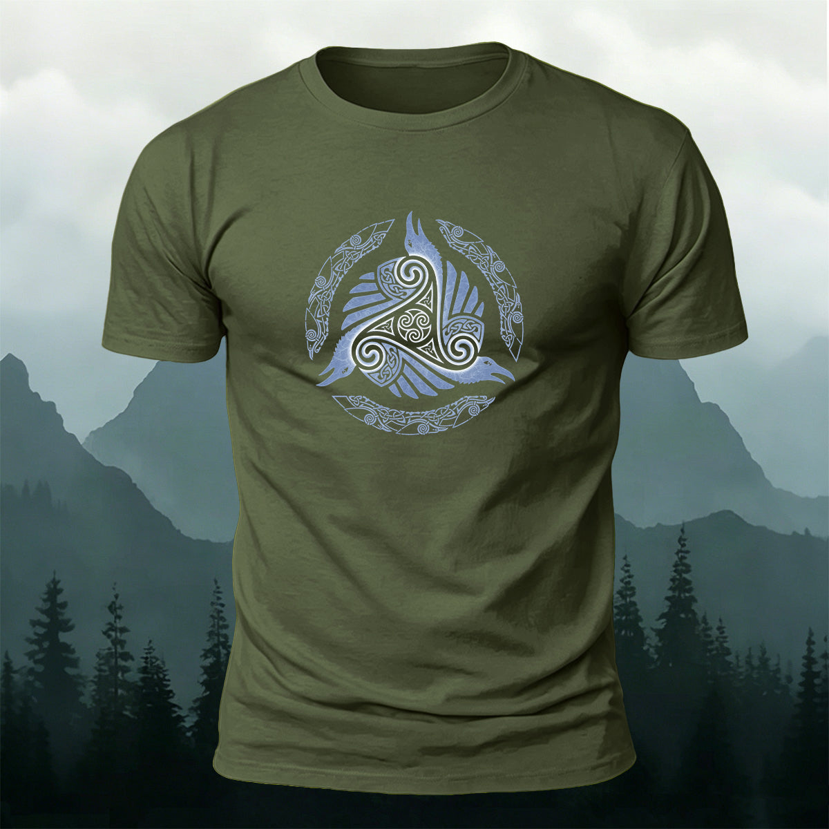 Celtic Triple Raven Totem Casual Skin-Friendly T-Shirt