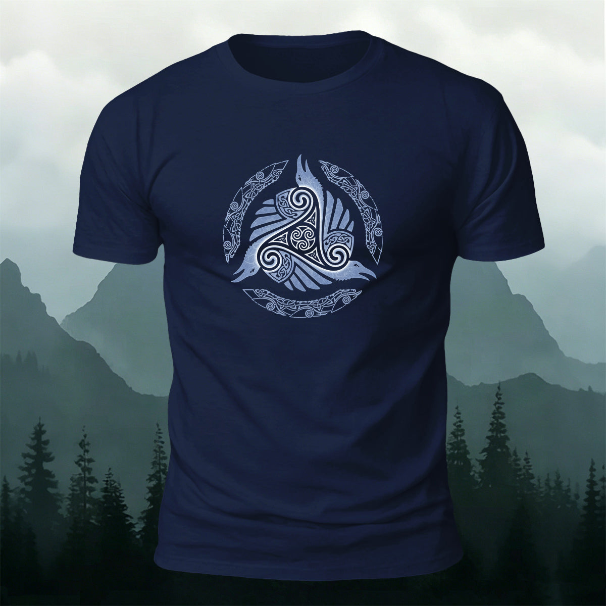 Celtic Triple Raven Totem Casual Skin-Friendly T-Shirt