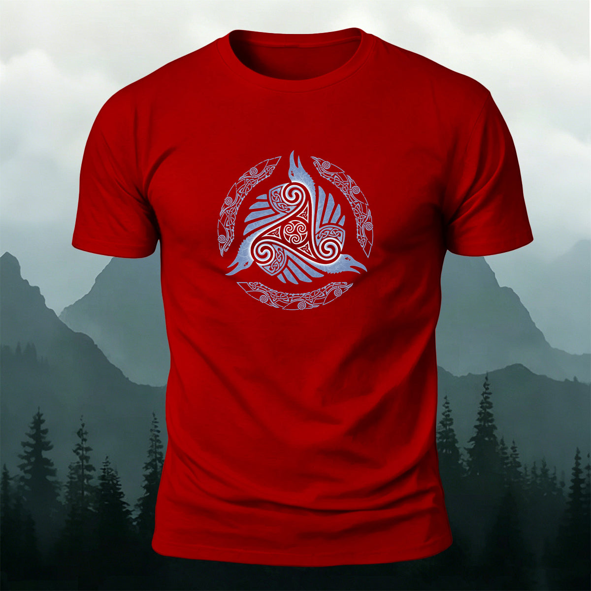 Celtic Triple Raven Totem Casual Skin-Friendly T-Shirt