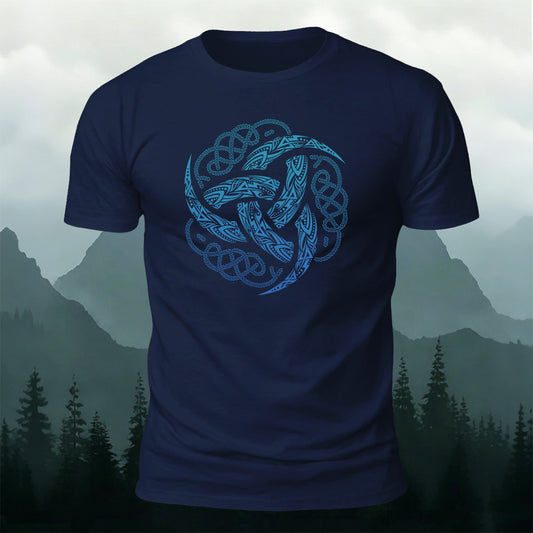 Celtic Triple Serpent Totem Outdoor Premium Cotton Tee