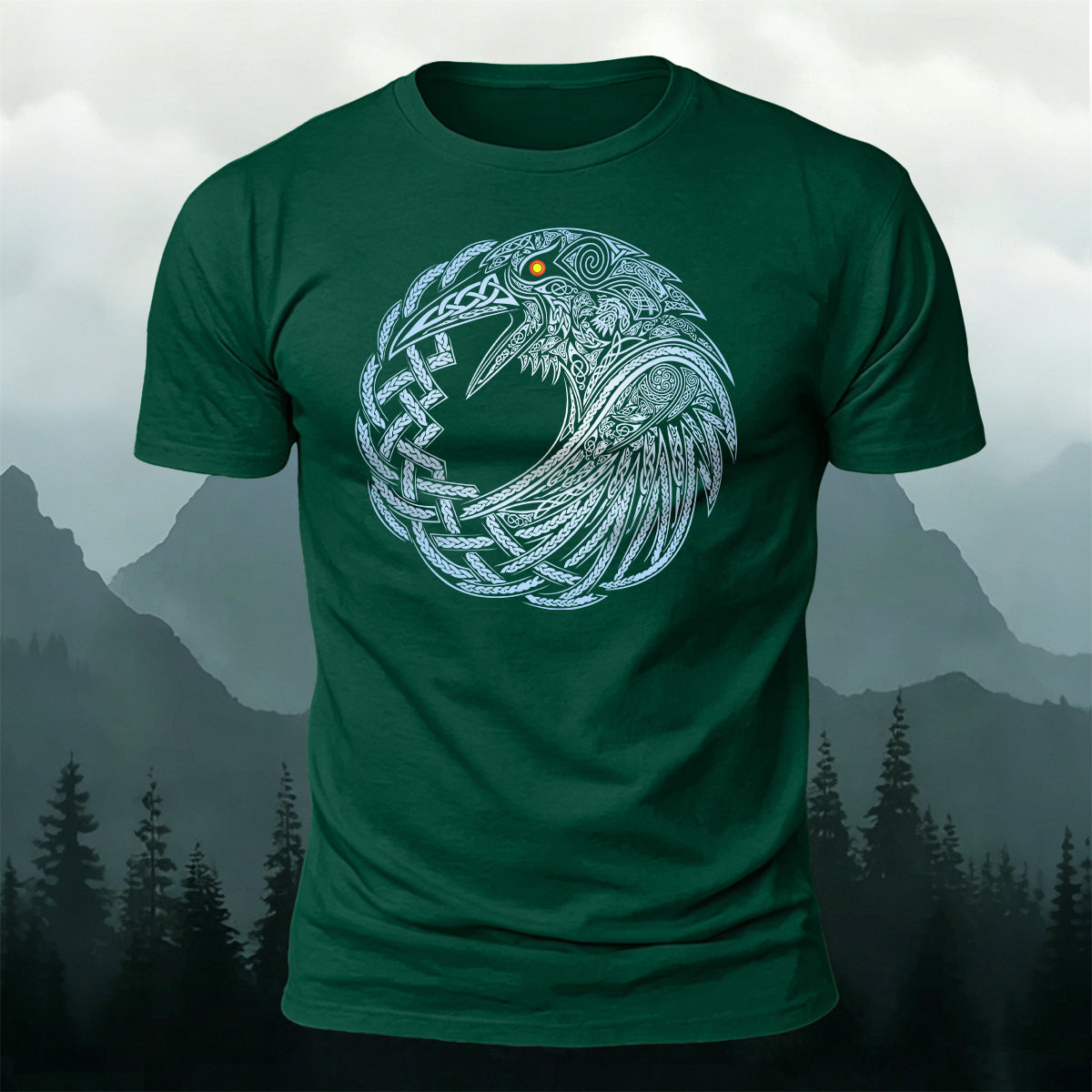 Mystical Celtic Knot Raven Premium Cotton Tee