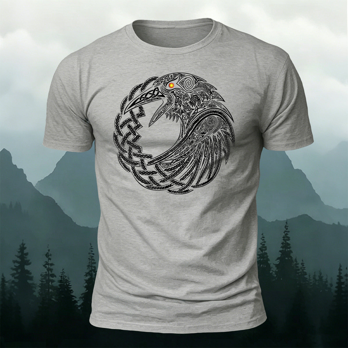 Mystical Celtic Knot Raven Premium Cotton Tee
