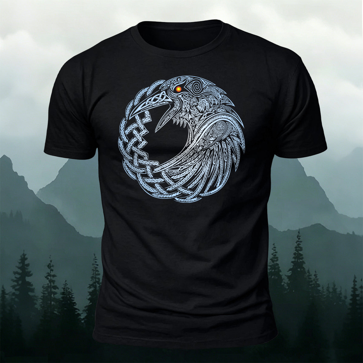 ケルトの円 カラスのトーテム ネイチャー 肌に優しいTシャツ