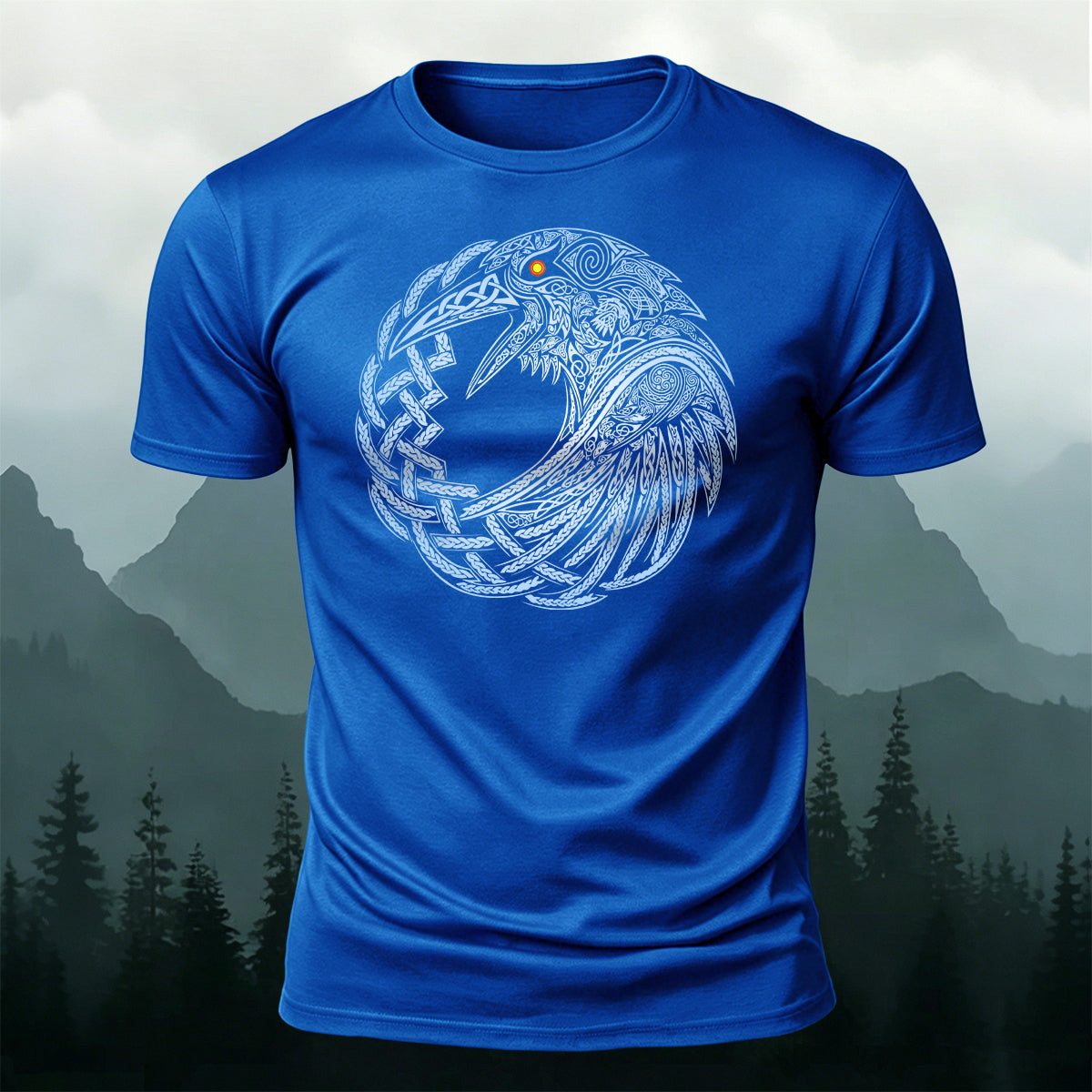 ケルトの円 カラスのトーテム ネイチャー 肌に優しいTシャツ