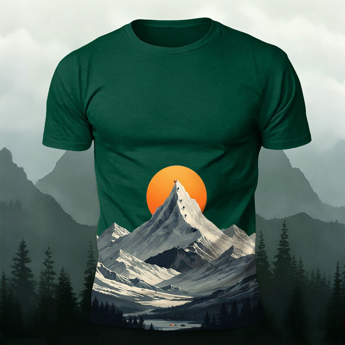Sublimation Snow Mountain Climbing Outdoor Art Tee