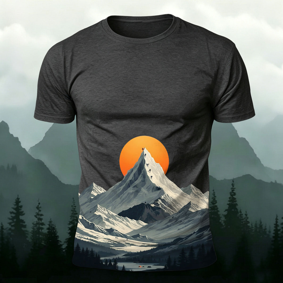 Sublimation Snow Mountain Climbing Outdoor Art Tee
