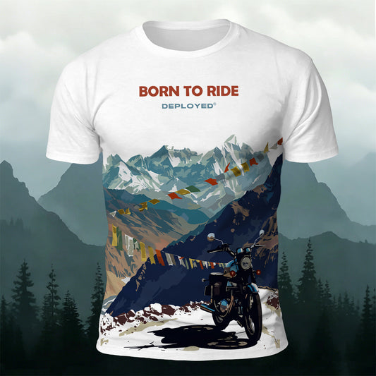 Sublimation Born To Ride Biker Mountain Casual Tee
