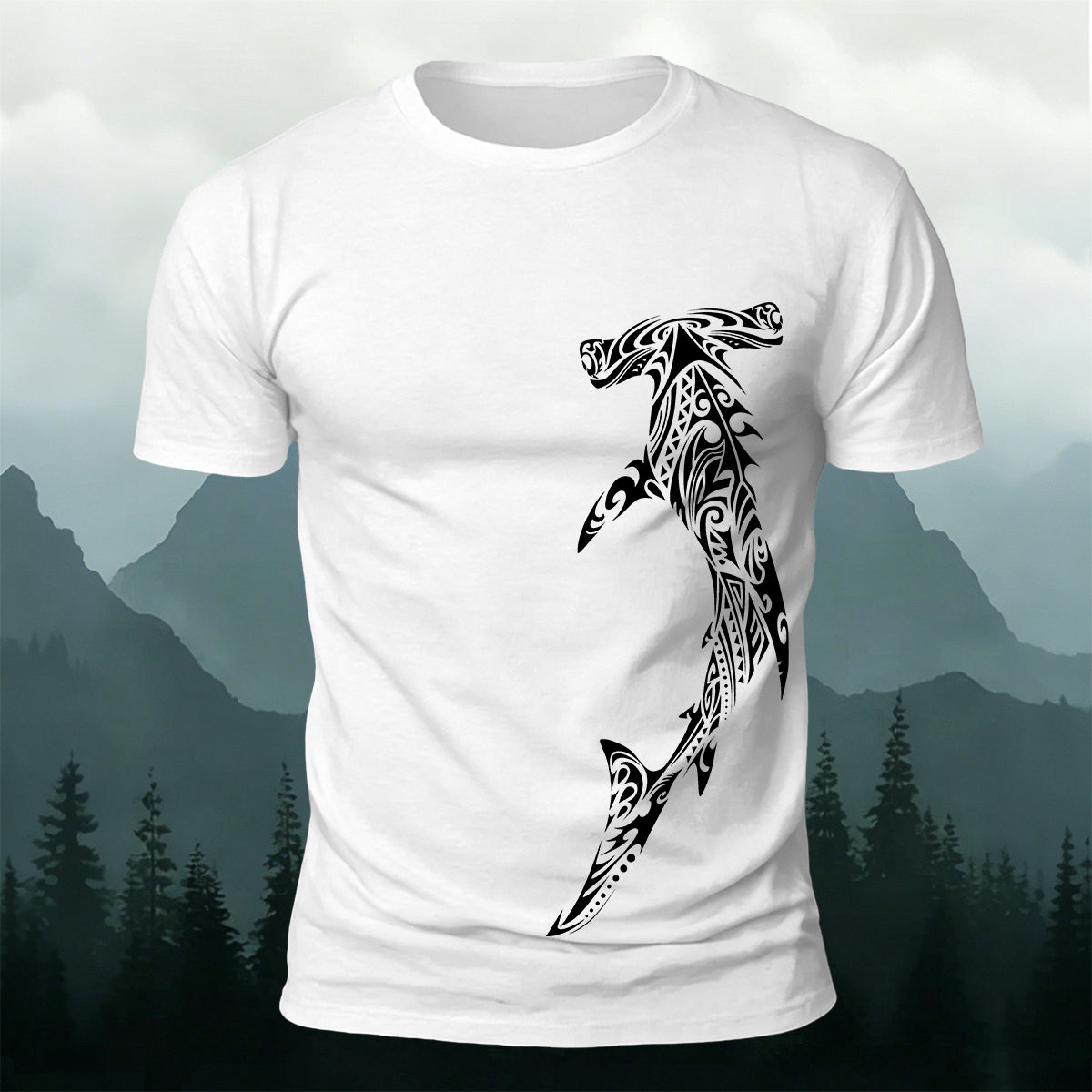 Tribal Hammerhead Shark Casual Cotton T-Shirt