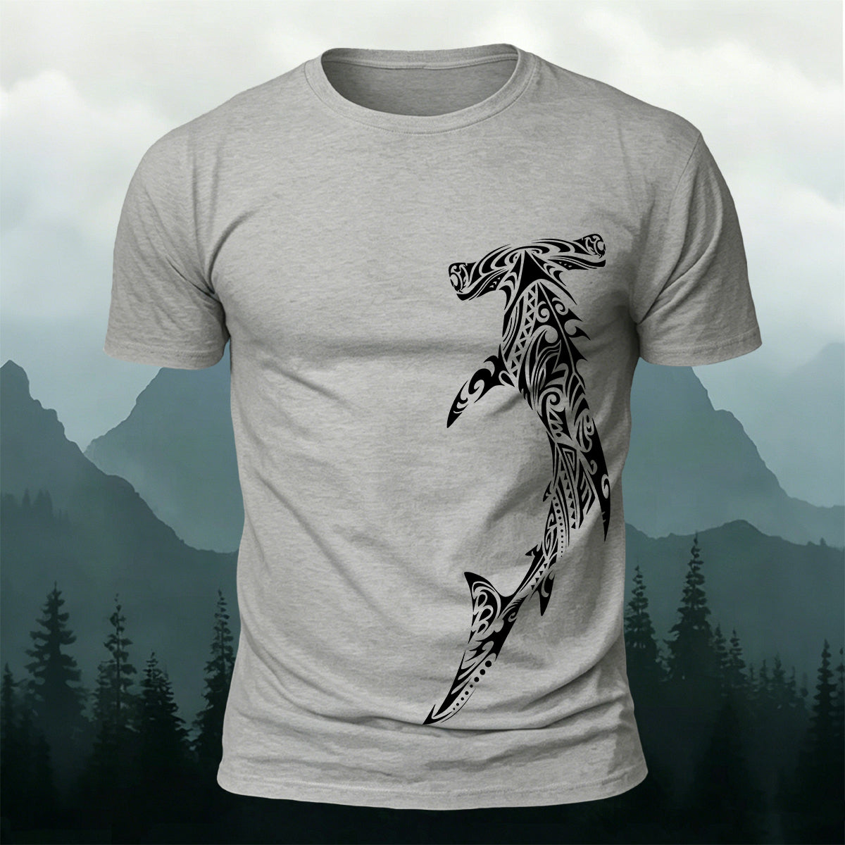 Tribal Hammerhead Shark Casual Cotton T-Shirt