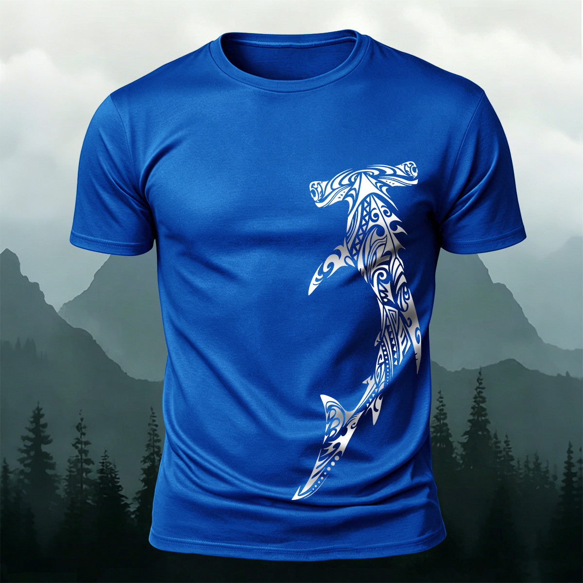 Tribal Hammerhead Shark Casual Cotton T-Shirt