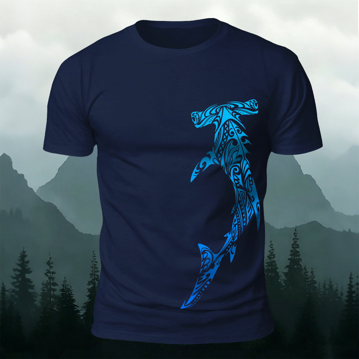 Tribal Hammerhead Shark Casual Cotton T-Shirt