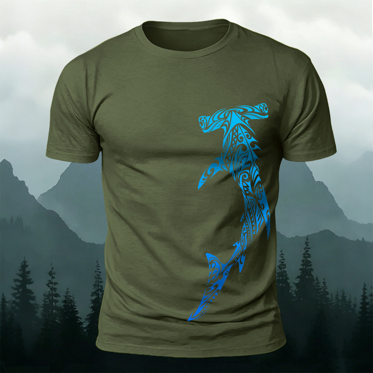 Tribal Hammerhead Shark Casual Cotton T-Shirt