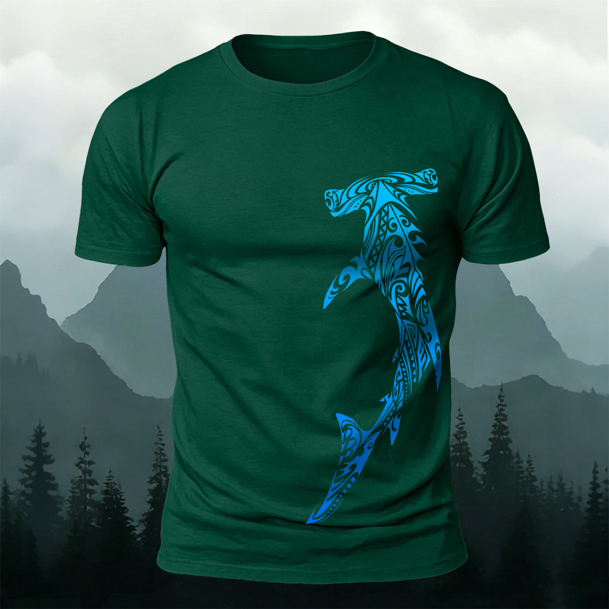 Tribal Hammerhead Shark Casual Cotton T-Shirt