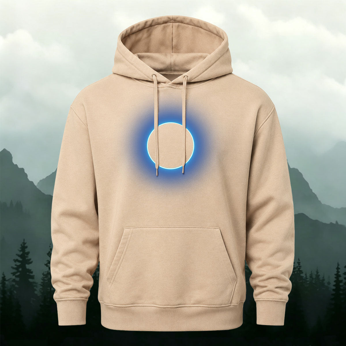 DTG Neon Blue Eclipse Circle Minimalist Hoodie