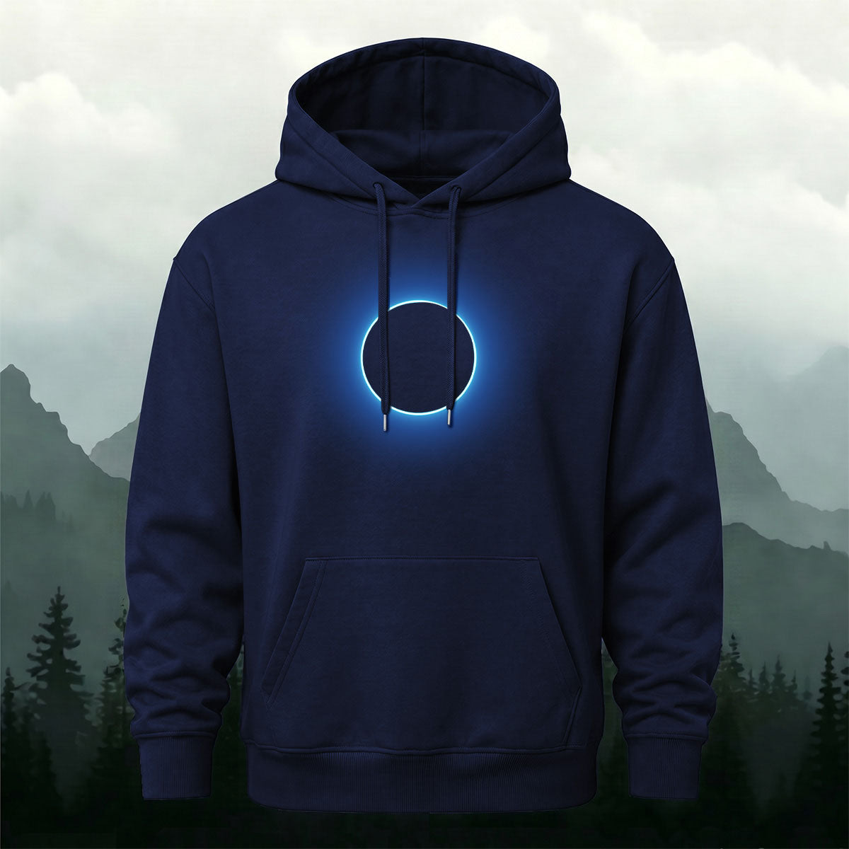 DTG Neon Blue Eclipse Circle Minimalist Hoodie