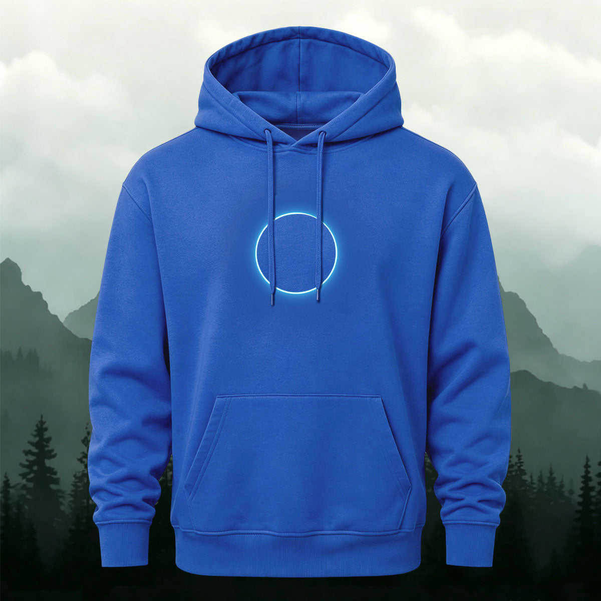 DTG Neon Blue Eclipse Circle Minimalist Hoodie