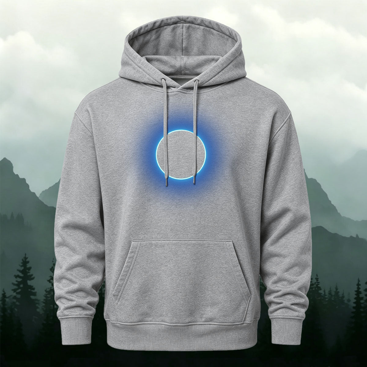 DTG Neon Blue Eclipse Circle Minimalist Hoodie