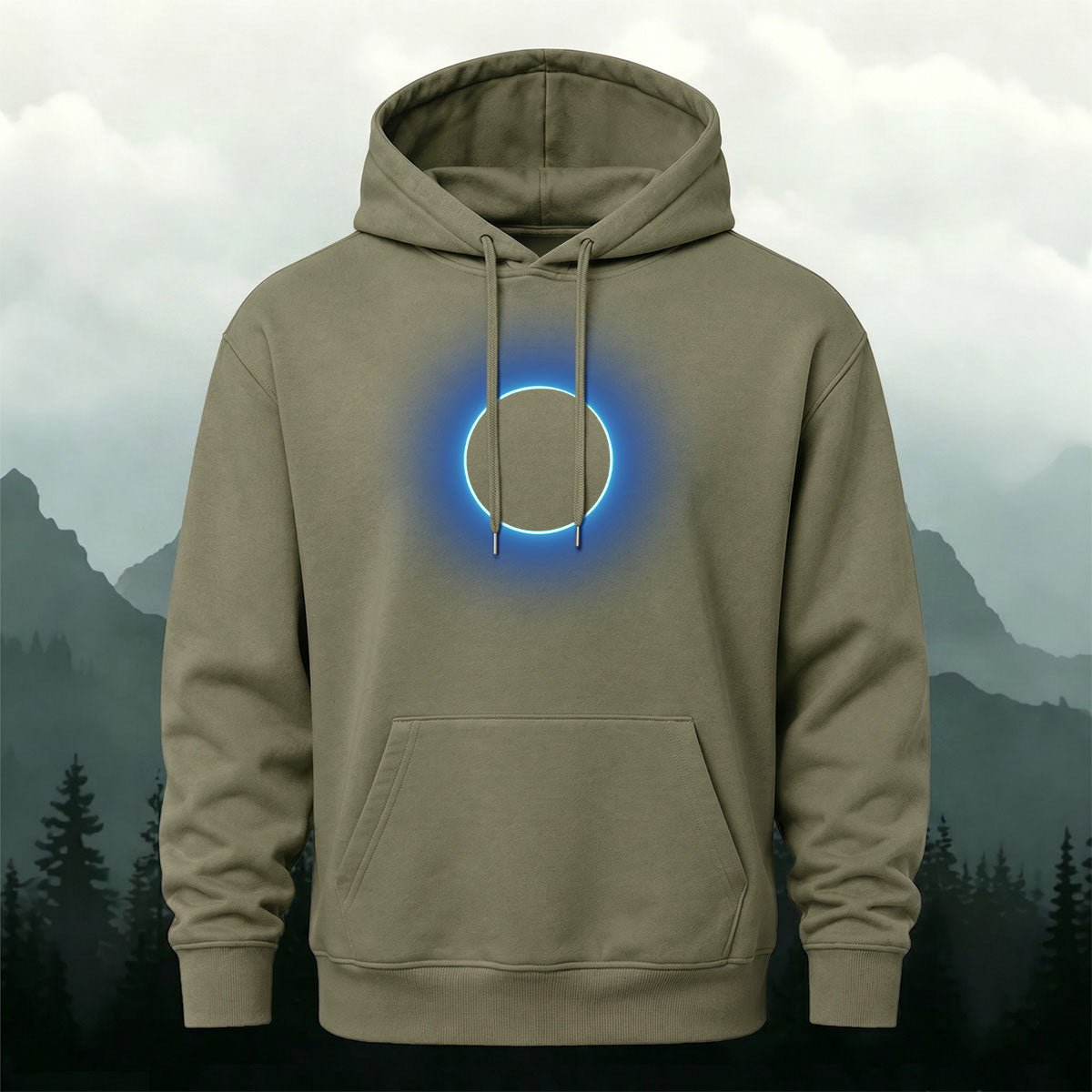 DTG Neon Blue Eclipse Circle Minimalist Hoodie