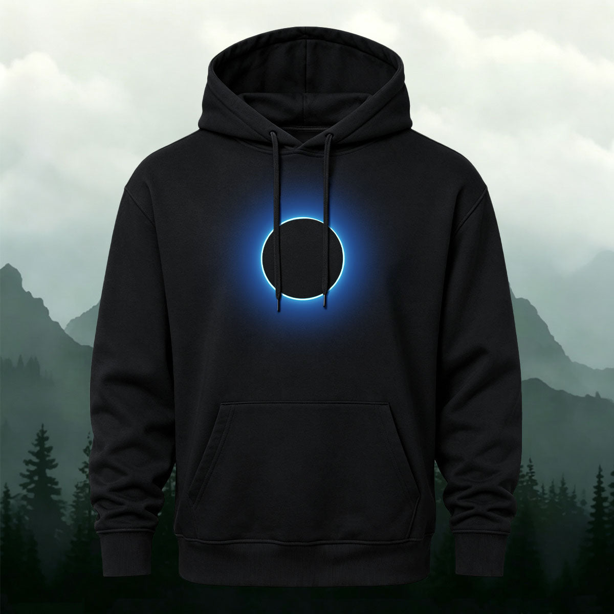 DTG Neon Blue Eclipse Circle Minimalist Hoodie
