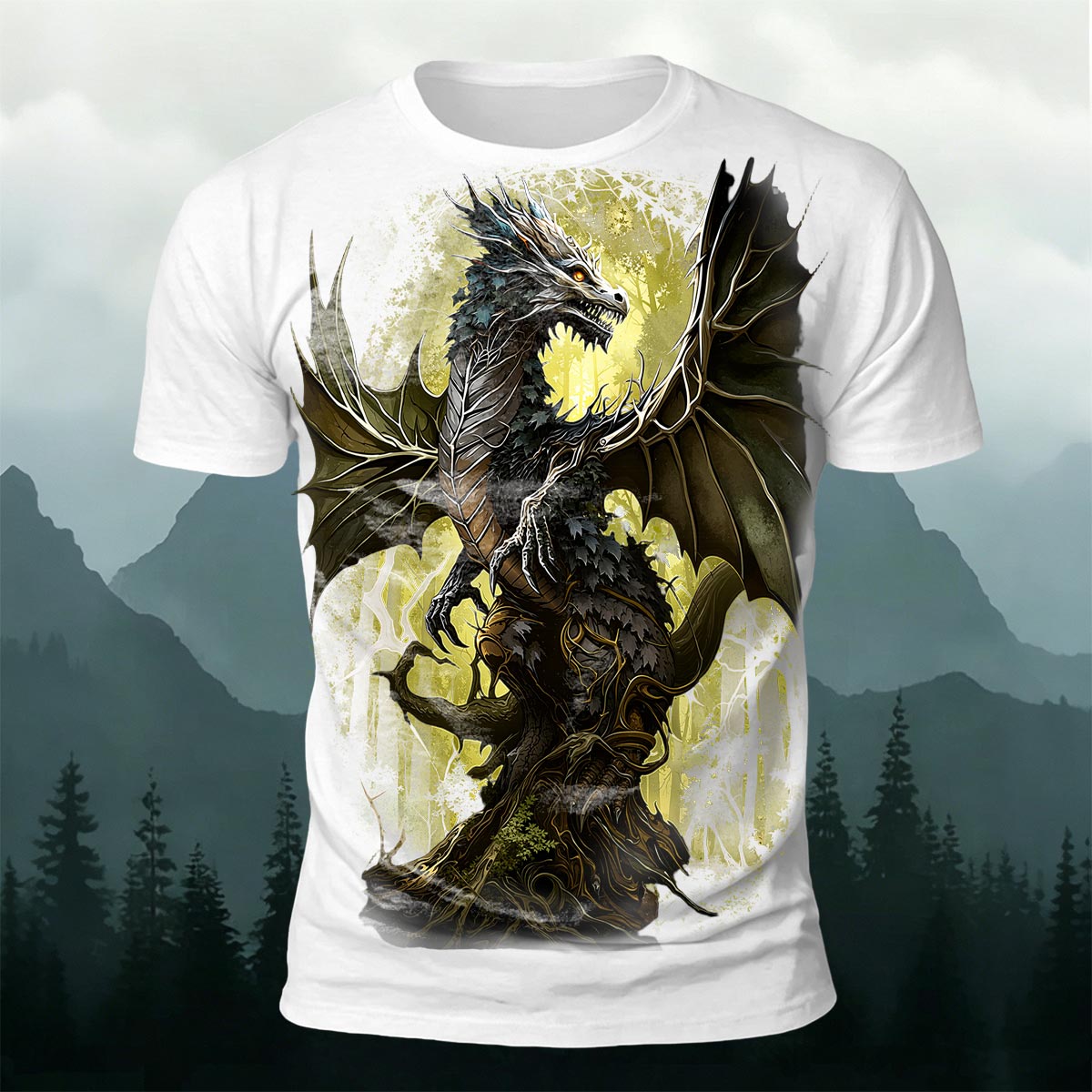 Sublimation Forest Dragon Fantasy Casual T-Shirt