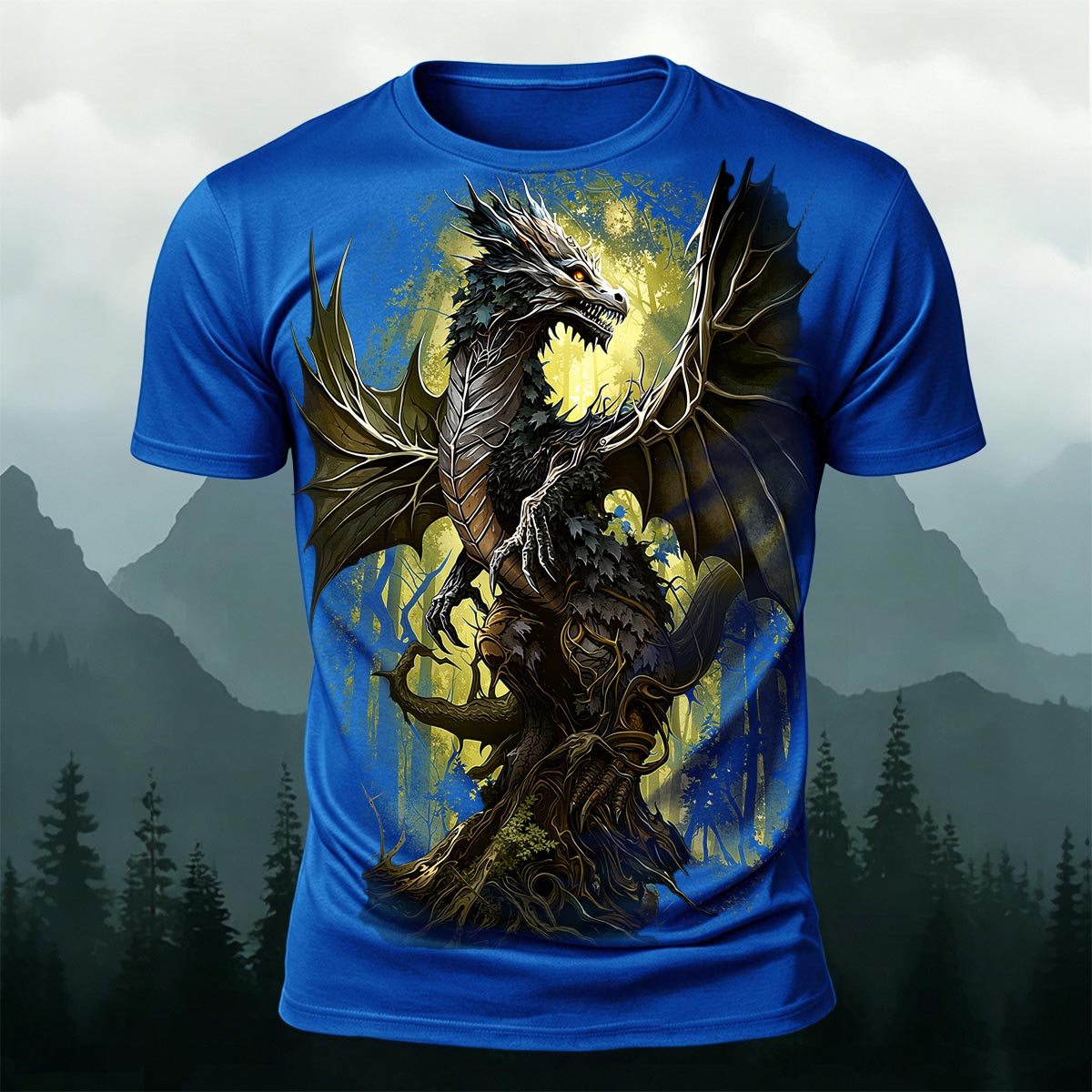 Sublimation Forest Dragon Fantasy Casual T-Shirt