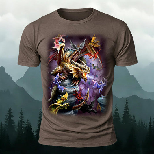 Sublimation Cave Dragon Clan Fantasy Casual Tee