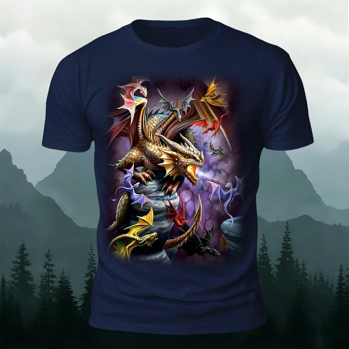Sublimation Cave Dragon Clan Fantasy Casual Tee
