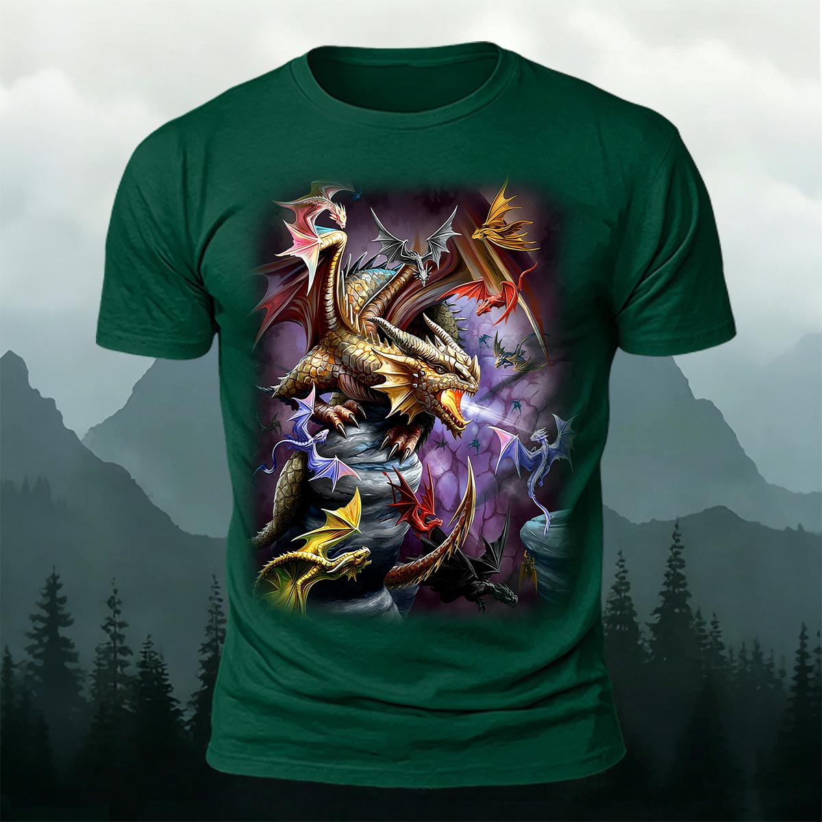 Sublimation Cave Dragon Clan Fantasy Casual Tee