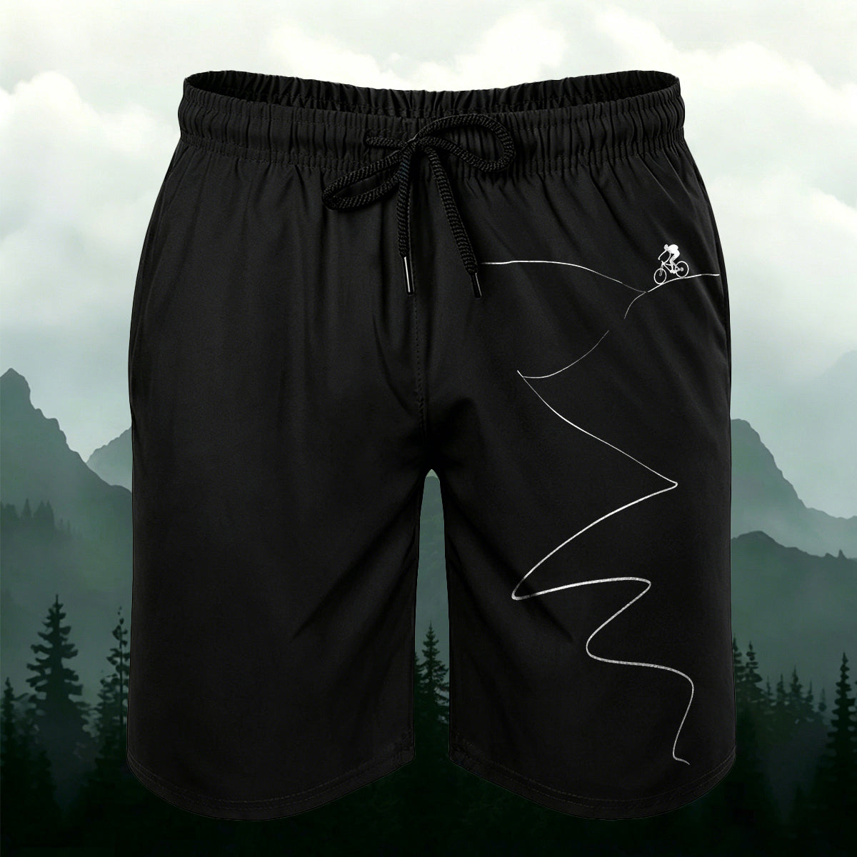 Mountain Cycling Line Silhouette Outdoor Casual Shorts