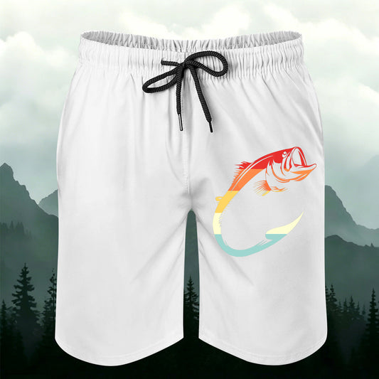 Gradient Largemouth Bass Fishing Outdoor Casual Shorts