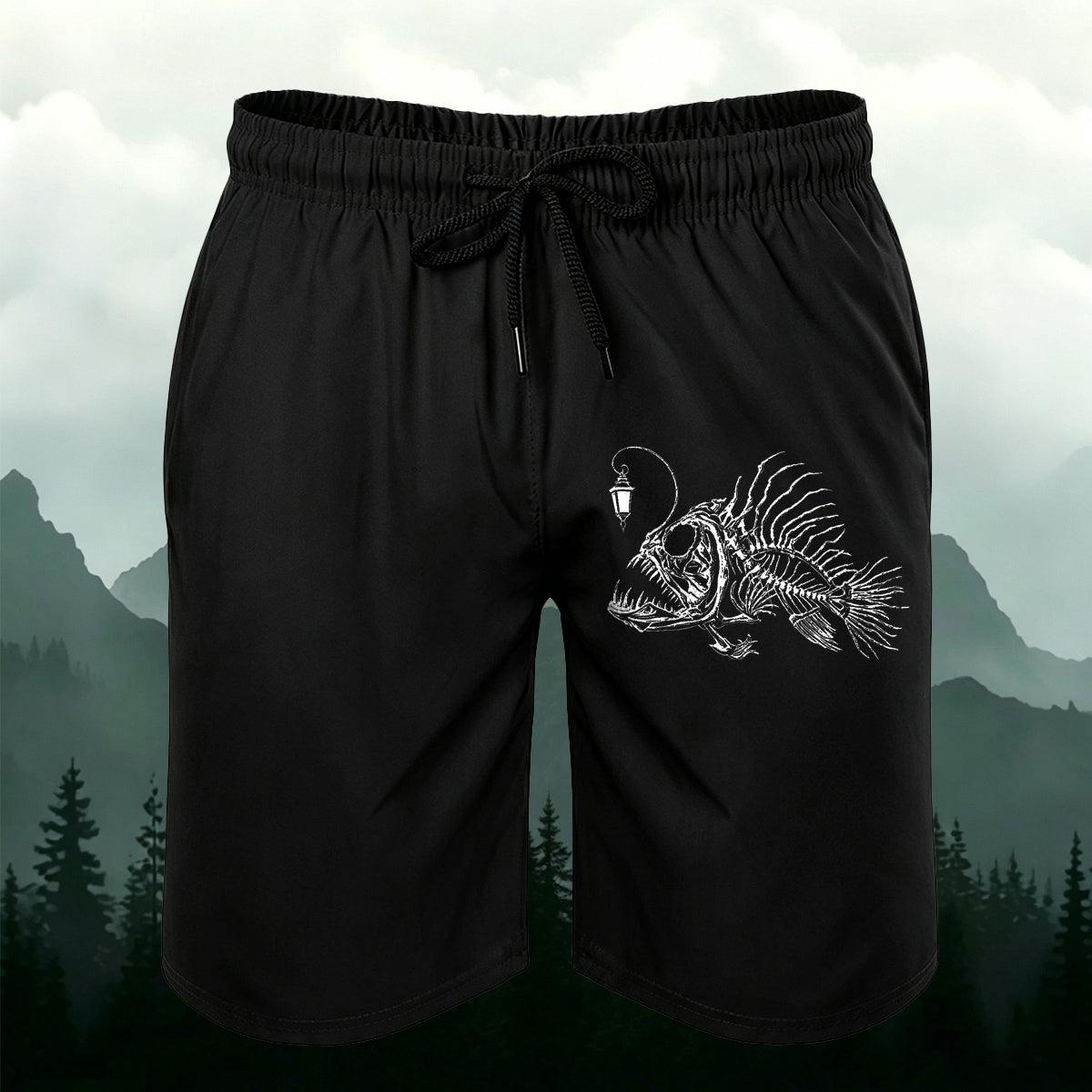 Anglerfish Skeleton Fishing Outdoor Casual Shorts