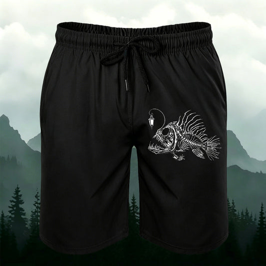 Anglerfish Skeleton Fishing Outdoor Casual Shorts