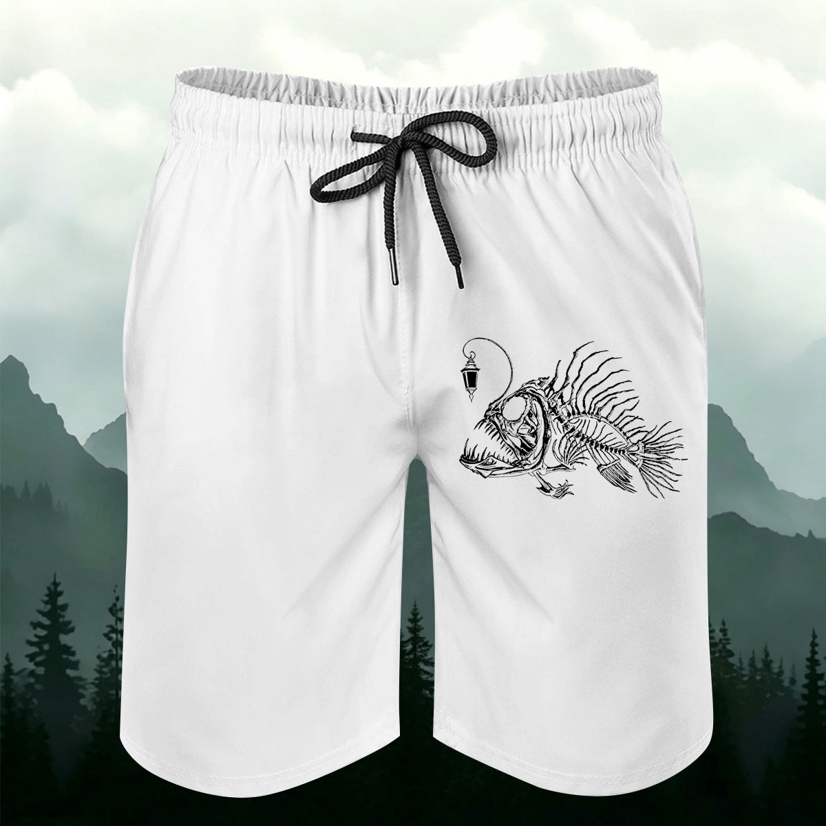 Anglerfish Skeleton Fishing Outdoor Casual Shorts