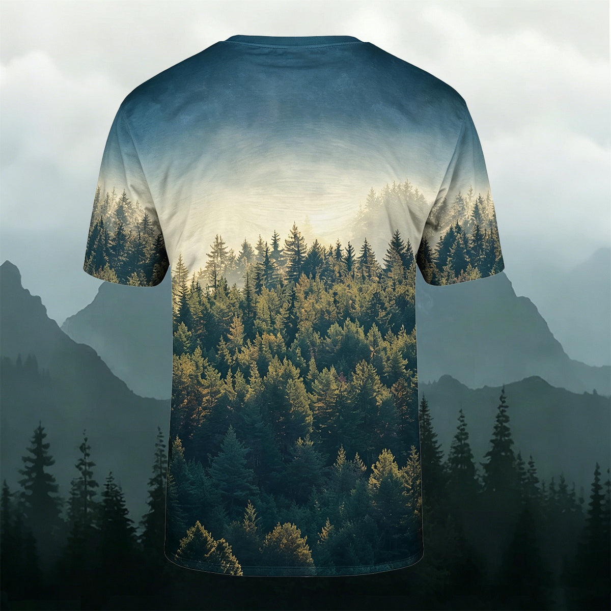 Sublimation Sunlit Pine Forest Landscape Casual Tee